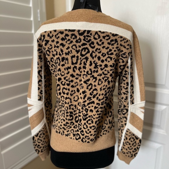 Current/Elliott | The Duvall Sweater Mixed Leopard Print & Stripes - Size 0 (XS) - Picture 5 of 5